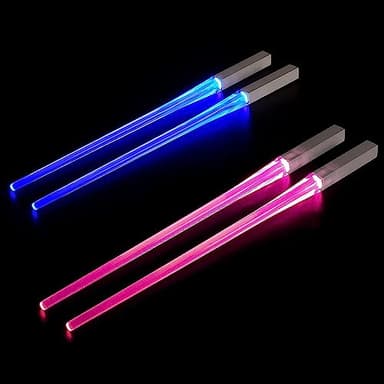 POFET 2 paires de baguettes sabre laser baguettes lumineuses LED pour dîner de cuisine - bleu + rose