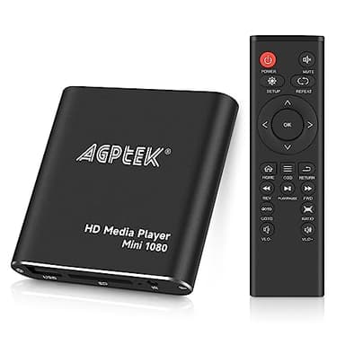 Lecteur Multimédia, HDMI Lecteur Multimédia pour TV Mini HD Media Player 1080P pour -MKV/RM- HDD Clés USB et Cartes SD avec Télécommande (Noir)