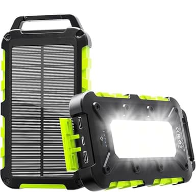 Batterie Externe Solaire 26800mAh PD 15W Chargeur Solaire avec 2 Ports USB et Une Entrée USB-C Charge Rapide Solar Power Bank Imperméable Compatible avec Téléphone Tablette Camping