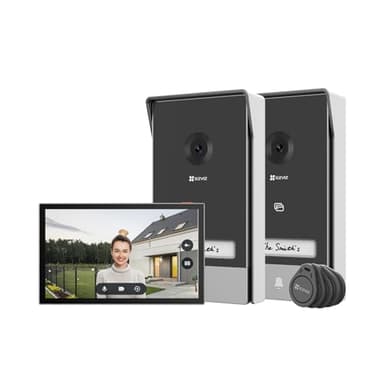 EZVIZ HP7 2K 2-Entry Kit Visiophone Connecté Interphone Vidéo, Sonnette vidéo avec Caméra et Ecran Tactile Couleur 7", Détection de Personne et Audio Bidirectionnel, Ouvre-Porte, WiFi 2.4GHz et 5GHz