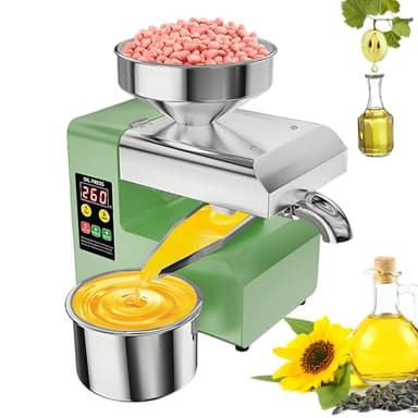 R8S Presse à Huile Électrique 1500W en Acier Inoxydable | Presse à Huile Olive à Froid et à Chaud | Extracteur d’Huile Automatique pour Noix, Arachides, Sésame, Graines | Usage Domestique & Pro R6S