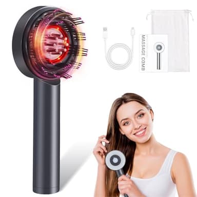 Focenat Brosse de Massage du Cuir Chevelu, Applicateur d'Huile Capillaire, Peigne de Massage Électrique du Cuir Chevelu, Masseur de Cheveux à Lumière Rouge, Massage par Pétrissage du Cuir Chevelu