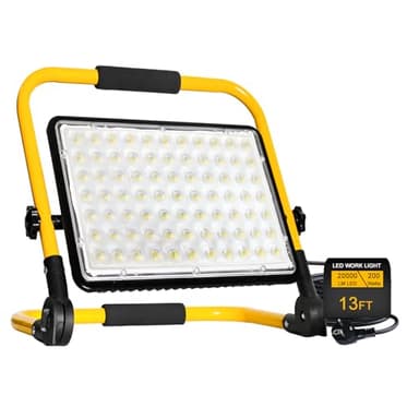 200W Projecteur LED Chantier 20000 Lumens Éclairage de Chantier Puissant Lumière Blanche 6500K Étanche IP66 avec Prise et Cordon de 4M pour Chantier d'atelier