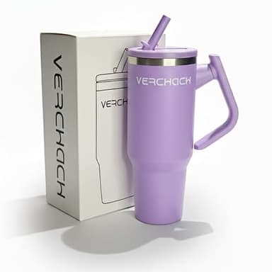 Gourde isotherme Verchach 40oz à double paroi sous vide. Mug isotherme avec poignée 180°, gourde avec paille intégrée. La meilleure gourde isotherme pour sport, bureau et voyage