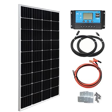 XINPUGUANG Kit Panneau Solaire Monocristallin 150W 12V PERC Mono photovoltaïque+20A Contrôleur de Charge pour Bateau Toit Balcon Jardin Caravane 12V Batterie(150w kit）