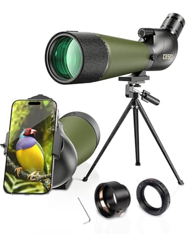Gosky 20-60x80 Longue Vue - Lunette d'observation BAK4 pour tir à la Cible Chasse Observation d'oiseaux Paysage Animalier (avec Support de téléphone + Support SLR Compatible avec Canon)