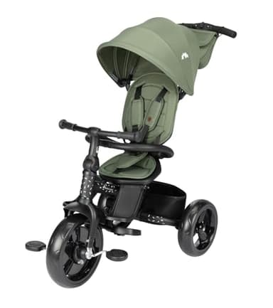 Bebeconfort Windy, Tricycle Enfant avec poignée, 10 Mois - 4 Ans, 0-25 kg, réglable, siège Confortable et réversible, Capot, Pliable, Fermeture compacte (Green Mineral)