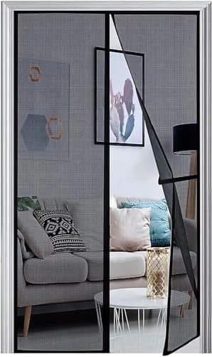 Panngu Moustiquaire Porte 120x220cm, Moustiquaire Porte Fenetre Magnétique Mise à Niveau 2024, Anti Mouches pour Couloirs, Portes, Patio Facile à Installer Le Joint d'étanchéité, Noir