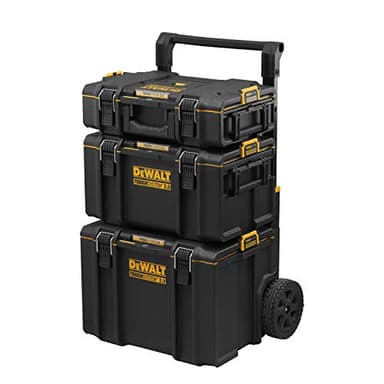 DeWalt Kit 3 en 1 Toughsystem DWST83402-1 - 2 Coffrets Petite et Moyenne Contenance et 1 Coffret Mobile Grande Contenance - IP65-554 x 500 x 1150 mm - Robuste - Tag Tool Connect Noir/Jaune