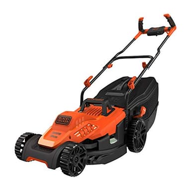 BLACK+DECKER Tondeuse Filaire 1600W, Tondeuse à Gazon Electrique 38 cm, 6 hauteurs réglables 20, 30, 40, 50, 60 et 70 mm, Tondeuse avec Poignée Bike, BEMW471BH-QS Orange
