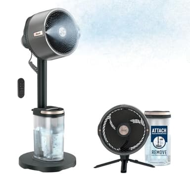 Shark FlexBreeze Pro Mist Ventilateur intérieur/extérieur sans fil, Brumisateur portable, Portée 20 m, Sur pied ou de table, 5 vitesses, Silencieux, Télécommande, Gris Charbon FA300EU