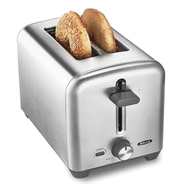 bella Grille-pain 2 tranches avec fentes extra-larges et tiroir ramasse-miettes amovible, 6 réglages de dorage, fonctions d’arrêt automatique et de réchauffage, pour griller pain, bagels et gaufres
