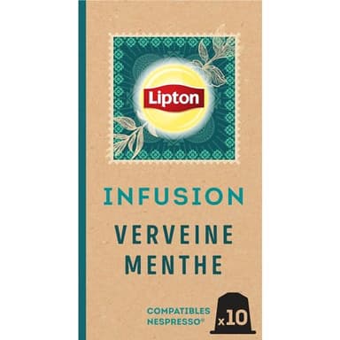 Lipton, Infusion Goût Verveine Menthe, Fraîcheur,Capsules Compatibles Nespresso, Ingrédients d'Origine 100% Naturelle, 10 Capsules