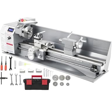 Furvveerr Mini Tour de Métal 1100W Tour de Métal à Vitesse Variable RPM Mini Torno Fraiseuse de Métal 220MMx750MM Tour de Métal de Fraisage Numérique Métal Mini Tour à Machine (1100W)