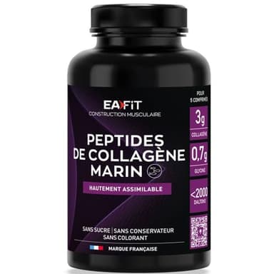 EAFIT | Peptides de Collagene | Collagene marin | Bien-être articulaire, Muscles| Glycine| Sans sucre, Sans conservateur ni Arôme Artificiel | Marque Française | 120 Comprimés de collagene marin