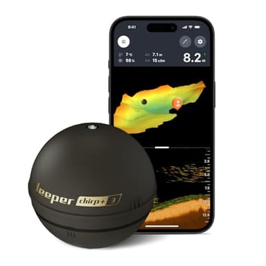 Deeper CHIRP+ 3 Sonar GPS Castable - Détecteur de poissons et de profondeur portable pour la pêche en bateau et sur glace - Cartes de profondeur 3D personnelles