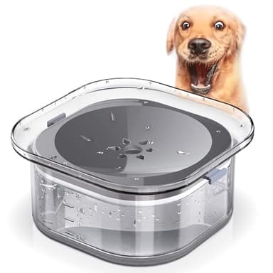 Gamelle Chien Decyam - gamelle Eau Chien Anti eclaboussure Transparent, Anti-Renversement avec Distributeur d'eau Lent, Grande capacité de 2 L / 70 oz pour Chien