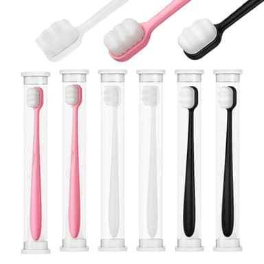 6 Pièces Brosses à Dents Extra Douces 20000 Poils Micro Nano, Brosse a Dent Souple Gencive Sensible pour Gencives Sensibles, Brosse à Dent Extra Souple pour Adultes et Enfants (Blanc, Noir, Rose)