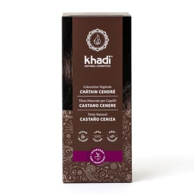 khadi CHÂTAIN CENDRÉ Coloration végétale - Cosmétique naturelle - Coloration pour cheveux pour un brun mat et froid - 100% végétale, naturelle et vegan - 100 g