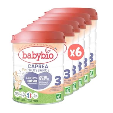 Babybio - Lait Infantile - Caprea 3ème Âge - 800g - Au lait de chèvre - dès 10 Mois - BIO - Fabriqué en France - Sans Huile de Palme - Lot de 6