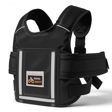 Dwitkul Harnais de Sécurité Moto Enfant Réglable avec Sac & Bandes Réfléchissantes, Ceinture Protection Moto Enfant Ajustable 2-15 Ans, Harnais Antichute pour Moto et Vélo Électrique