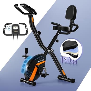 2025 Nouveau Vélo d’Appartement Pliable, Vannect Vélo d’Exercice avec Moniteur LCD et Mesure du Pouls Manuel, Vélo d’Appartement Silencieux et Confortable, Rangement Pliable, Charge Maximale 150 kg