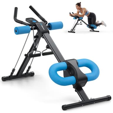 MERACH Entraîneur Abdominal, entraîneur de Muscles abdominaux pour la Maison, Appareil d'entraînement Multifonctionnel pour l'entraînement Complet du Corps, Machine Abdominale avec Moniteur LCD, Noir