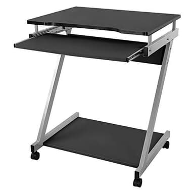 VASAGLE Bureau Mobile, Table Informatique avec roulettes, Table d’Ordinateur avec Support Clavier Coulissant, Montage Simple, Stable, pour la Maison et Le Bureau, Noir LCD811B