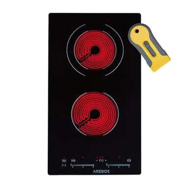 Arebos table de cuisson vitrocéramique | 3000 W | 2 plaques de cuisson | 30cm | autarcique | avec Sensor Touch | sécurité enfants | protection contre la surchauffe | arrêt automatique