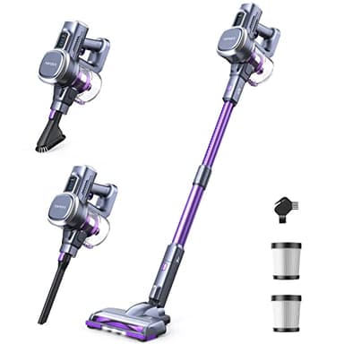 Lubluelu Aspirateur Balai sans Fil Puissant – Balai Aspirateur Autonomie de 50 Min, Brosse Anti-Emmêlement, 2 Filtres, Idéal pour Sols Durs, Tapis et Poils d'animaux