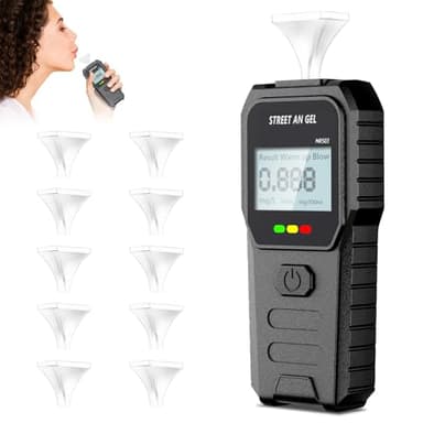 Unichefry Alcootest Ethylotest Electronique, Alcootest Professionnel de Haute Précision avec Affichage Numérique LCD Bleu, 10 Embouchures, Portable Testeur d'alcool pour Usage Domestique et Personnel