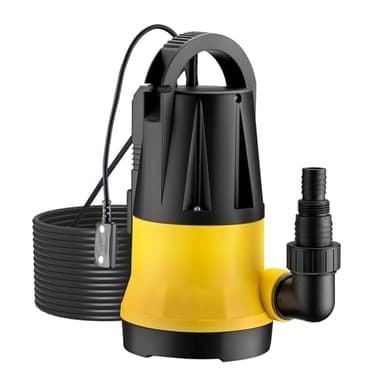 Wiltec Pompe immergée avec capteur de niveau d’eau – 400 W, 7300 l/h – Refoulement max. 7,5 m, profondeur max. 7 m – Thermorégulateur – Pompe submersible Eau propre