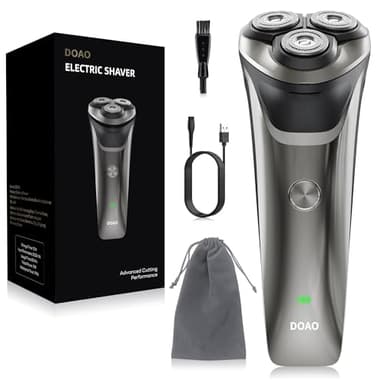 DOAO Rasoir Electriques Hommes, 2025 Amélioré Rasoir Electrique Homme 2 en 1 Imperméable et Sans Fil, Rasoir Rotatif pour le Visage, Rasage Wet & Dry (A3)