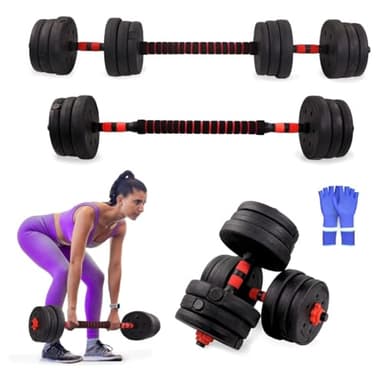 Mobiclinic® fitness, Haltères réglables, 2 en 1, Extenfit, De à 20 kg, Comprend des et une barre d'extension rembourrée, Écrous antidérapants, Acier, Salle sport domicile