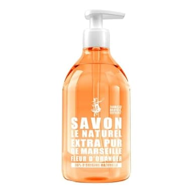 Savon Le Naturel - Savon Liquide Extra Pur de Marseille à la Fleur d'Oranger - Origine Naturelle - Huiles Végétales et Glycérine - Tous Types de Peau - Sans Colorants - Antibactérien - 500 ml