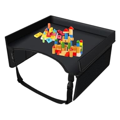 Yhsioaklo Plateau de Voyage pour Enfant | Plateau de Voyage Enfant | Voiture S'appuyant | voyage pour siège voiture | Bureau d'activité pliable siège d'auto | Sangle réglable et table