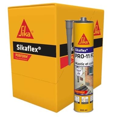 SIKA - Mastic-colle multi-usages - Sikaflex PRO 11 FC Purform, Gris - Mastic polyuréthane PU tout en 1 - Mastic multi-matériaux - Mastic étanche intérieur et extérieur - Carton de 12 cartouches 300 ml