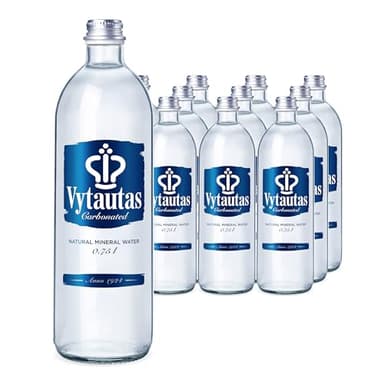 Lot de 12 bouteilles d'eau minérale naturelle VYTAUTAS en verre pétillant de 750 ml