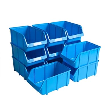 hünersdorff Set 12 tiroirs de rangement empilables, Boîtes de rangement, Rangement d'outils, haute stabilité dimensionnelle et capacité de charge, en polypropylène (PP), taille 4, bleu