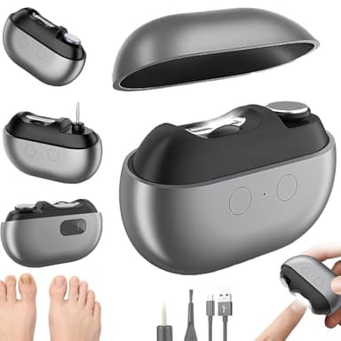 Coupe Ongle Électrique pour Pieds et Main, Coupe Ongles Electrique 3 en 1 avec LED pour Ongles Durs/Épais et Finition Précise, Adulte & Senior, Silencieux et Sans Douleur (Gris)