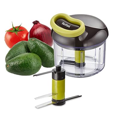 Tefal K1320404 Hachoir manuel 5 Secondes Découper et Mixer Légumes Viandes Noix Oignons Grâce à ses Lames en Acier Inoxydable pour une Cuisine Rapide et Facile, Noir et Vert, 900 ml