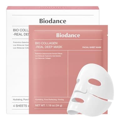 BIODANCE Bio-Collagen Masque Profond Réel, Masque Hydrogel, Minimisation des Pores, Amélioration de l'Élasticité, Skincare Coréenne| 34 g (1,19 oz) x 4 pièces