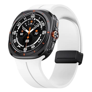 NotoCity Bracelet de montre pour Samsung Galaxy Watch Ultra homme et femme pour Samsung Galaxy Watch Ultra 47 mm - En silicone respirant et magnétique réglable (blanc)