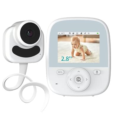 VIZOLINK Babyphone Camera, 2,8 Pouces Bébé Moniteur avec 4000mA Batterie, Vision Nocturne, VOX, 3X Zoom, Communication Bidirectionnelle, Capteur de Température, Berceuses, Portée de 300M, Pas de WiFi