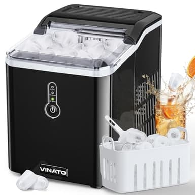 VINATO Machine a Glacons, Machine à Glacons Petite, 9 Glaçons en Seulement 6 Minutes, Fonctionnement Silencieux, Machines à Glaçons 15kg/24h, Machine à Glaçon pour une Utilisation Domestique