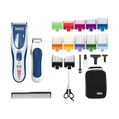 WAHL Color Pro Cordless Tondeuse Cheveux Idéale Pour Débuter, Avec/Sans Fil, ;8 Sabots Codes Couleur, Tondeuse Finition Incluse