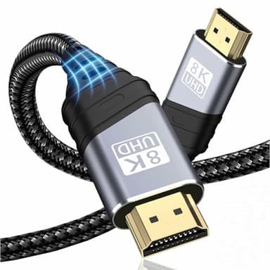 TEFLOTY Cable HDMI 2.1, Câble HDMI 8K@60Hz 4K@120Hz Haute Vitesse 48 Gbps Supporte 7eARC HDCP 2.2&2.3 DTS:X Dolby Atmos Compatible avec HDTV, PS5/4/3, Xbox Series X/S, Monitor Mehr (2M)
