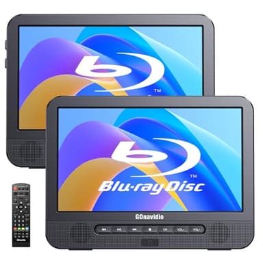 GOnavidio Lecteur DVD Blu Ray Voiture 2 écrans 10,5" avec Batterie 5 Heures Sortie HDMI, Lecteur DVD Bluray Portable TV de Voiture avec USB SD