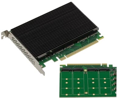 KALEA-INFORMATIQUE Carte contrôleur PCIe Gen 5.0 x16 pour 4 SSD M.2 NVMe M Key avec chipset PI6CB33402 PCIe5 64GB/s