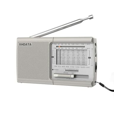 XHDATA D219 Radio Portable Petite FM AM SW BatterieRadio Pile Poste Radio Vintage pour Le Camping Extérieur et la Randonnée Blanc